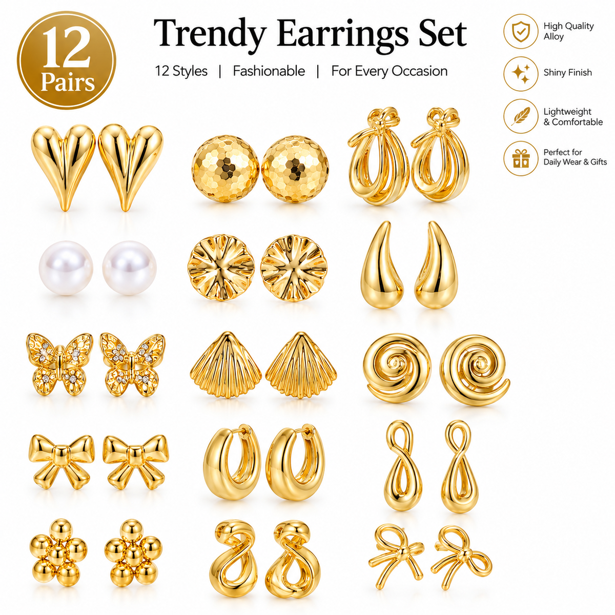 Random 12 pcs Earring  Set for Women