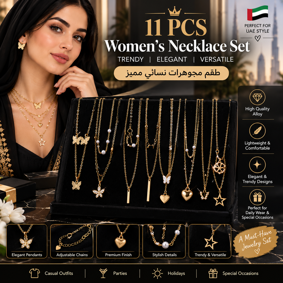11 pcs Necklace Set for Women